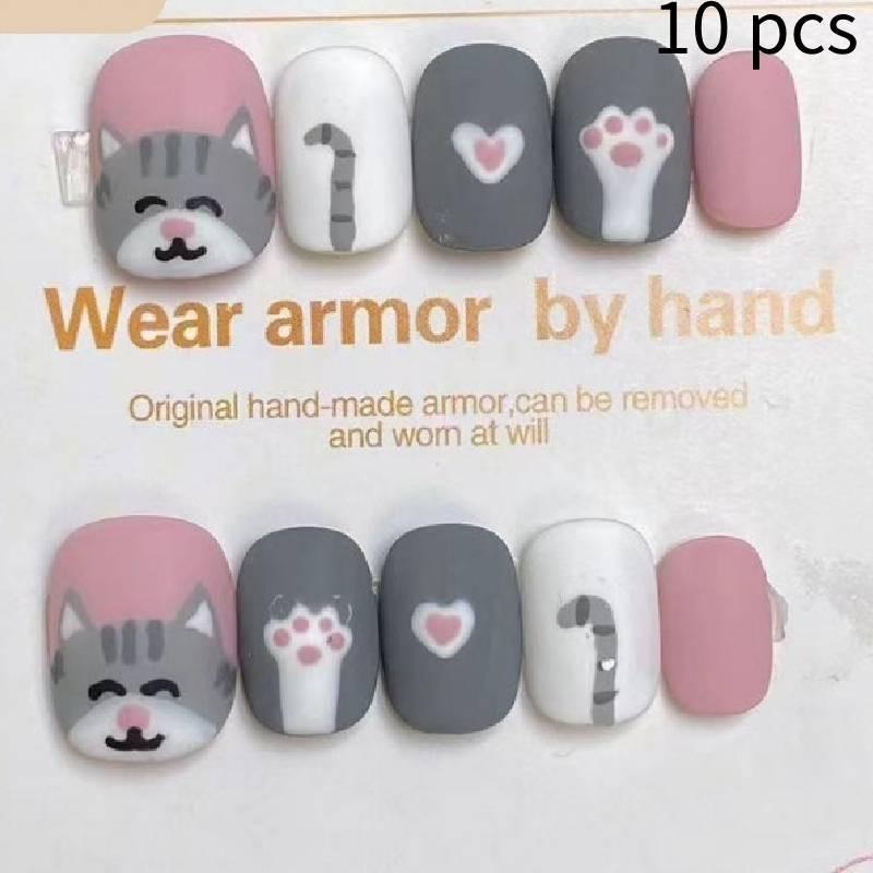 

Короткие расписные ногти Милые кошачьи лапки Фототерапия Чистая ручная работа Отбеливание XS