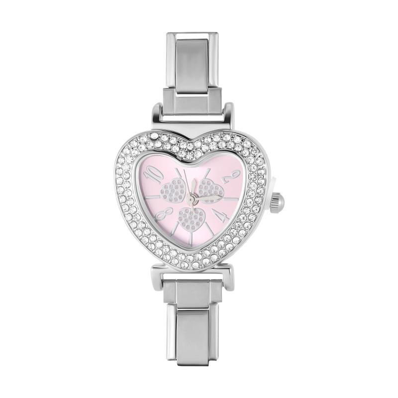 High Quality Fashion DIY 9MM Width Italian Elastic Charm Stainless Heart Shape Watch Bracelet Bangle for Friend Birthday Jewelry