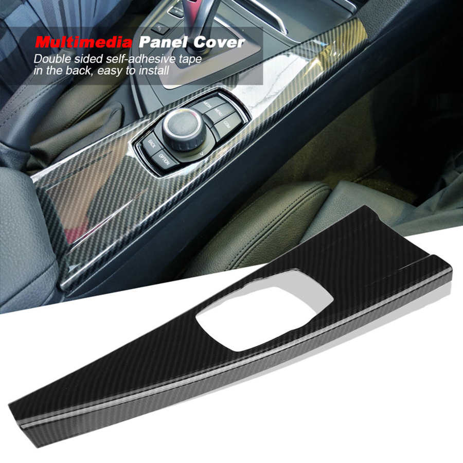 Capa de painel multimídia interno de fibra de carbono ABS para BMW Série 3 F30 F34 Série 4 F33 F36 2014 2015 2016 2017