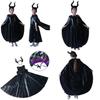 Faszinierendes Maleficent Zauberin Böse Königin Mädchen Kostüm für Halloween mit gehörntem Kopfschmuck