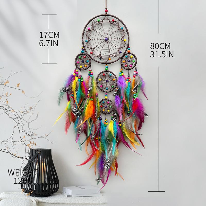 Vintage Blue Feathers Dream Catcher Wall Hanging Bedroom Pendants Home Decorations Handmade Wind Chimes for Holiday Gifts