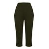 Women Elastic High Waist 3/4 Pant Casual Fit Wide Capris Leg Pants Trousers With Pockets