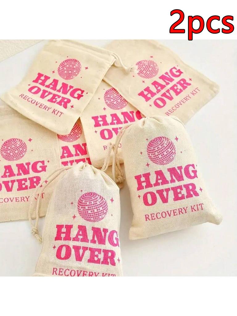 10/5/2Pcs Christmas Party Wake Up Bags Wedding Guest Gift Storage Bag Cotton Linen Bags First Aid Kits Red Cross Hangover Kit