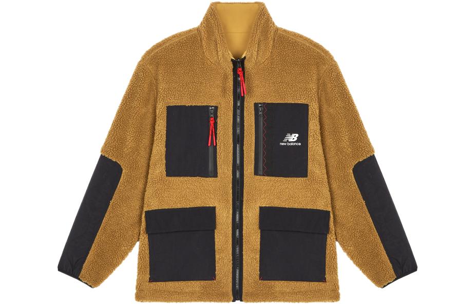 New Balance Velvet Jackets Men s Brown Stand Collar Thickened And Fleece Lined AMJ21349-INC S
