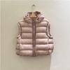 Down vest women's short winter thickened hooded white duck down jacket knitted splicing to keep warm