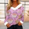 Women's Casual Fashion Long Sleeve Christmas Printed Flannel Collar Top