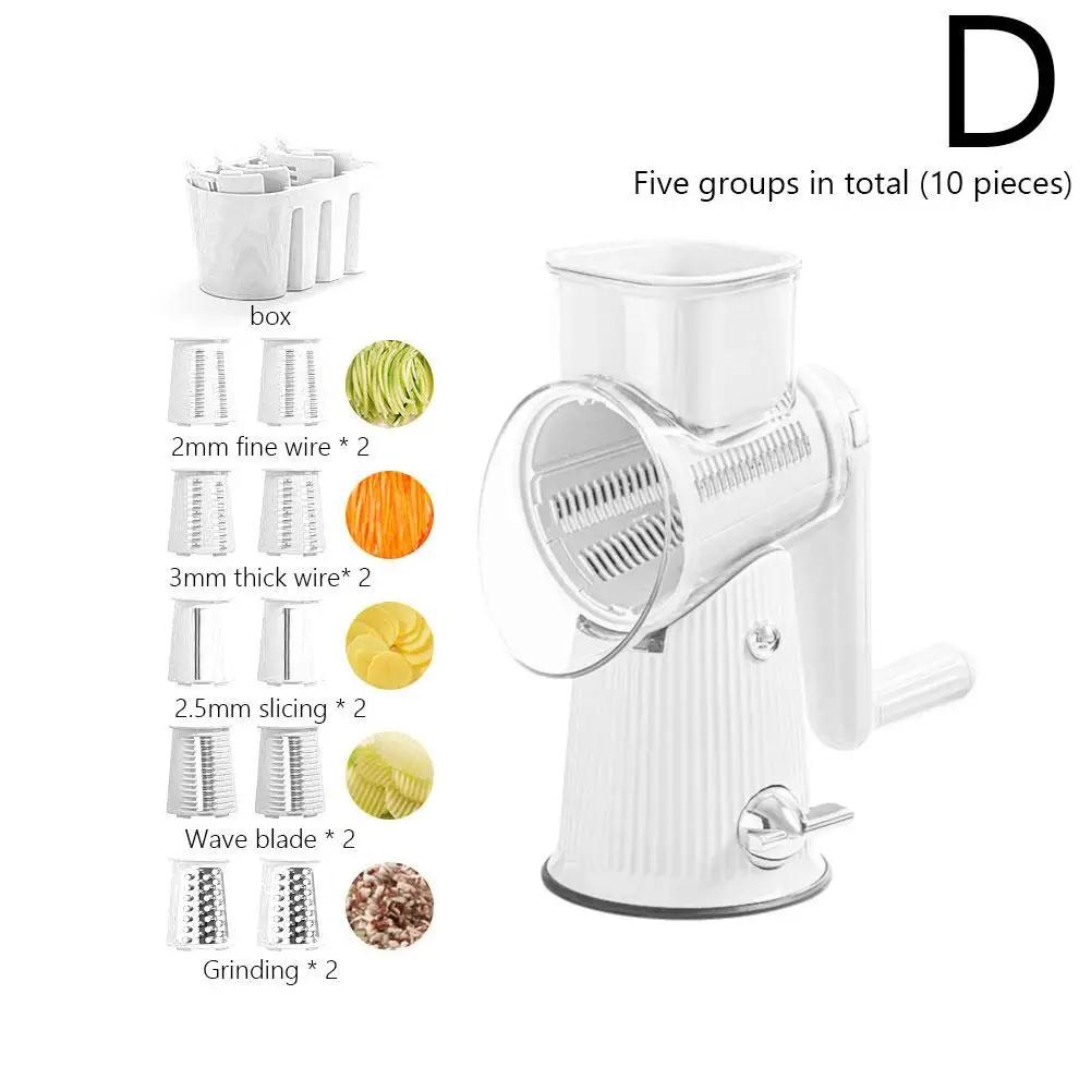 NEW 5 In 1 Rotary Cheese Grater With Handle Manual Suction Strong Nuts Shredder Slicer Base With Vegetable Grinder Graters V1Z5