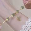 Golden Branch Jade Leaf Bracelet for Women, Hetian Jade Rabbit Zodiac Year Bracelet, Christmas New Year