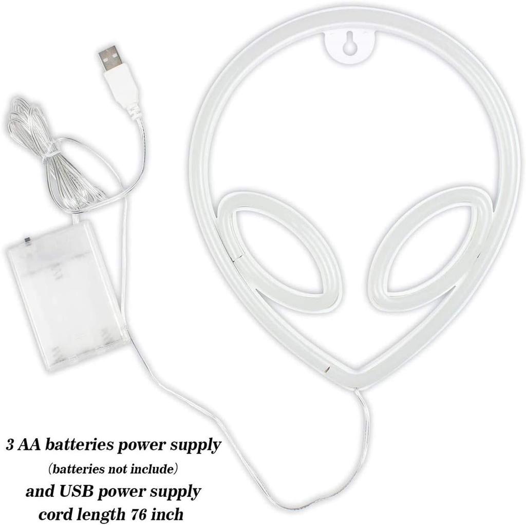 1 Stück Alien Neon Schild Dekorationen Neonlichter mit USB- oder Batteriebetrieb Ein/Aus-Schalter Cooles Alien Licht Neonschilder Für Schlafzimmer