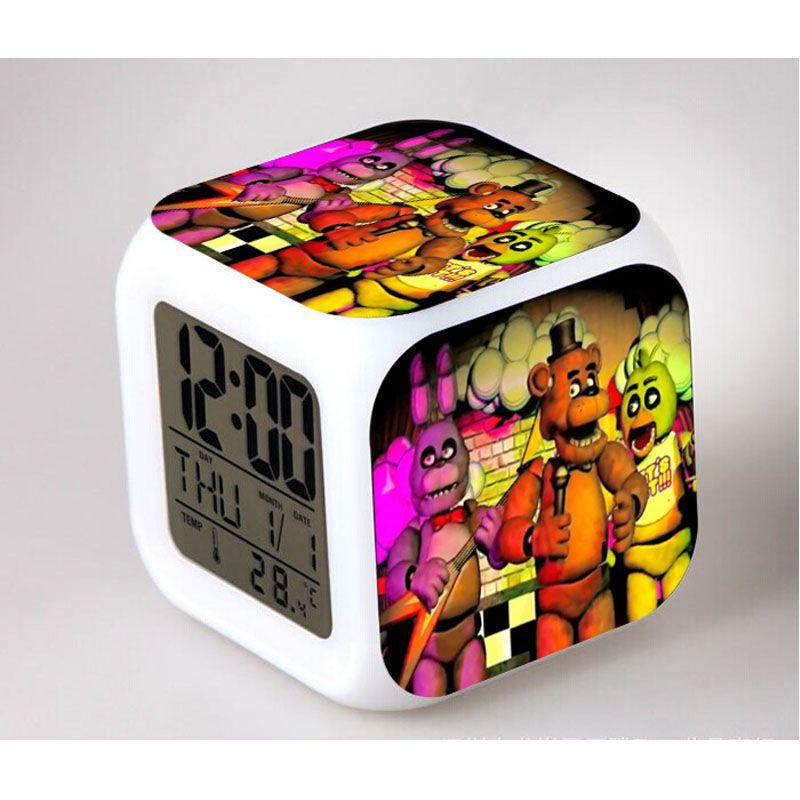 Bear Multifunction Fnaf 7color Digital Alarm Clock Led Watch Alarm Cube Clock