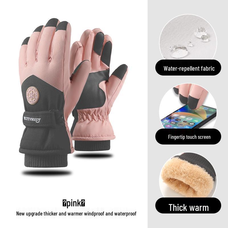 Women's Touchscreen Ski Gloves with Anti-Lost Buckle, Cold-Proof, Fleece-Lined, and Warm for Winter Sports and Cycling