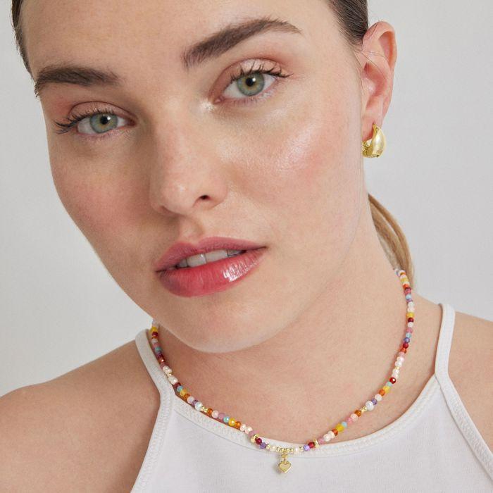 Collier - Nymox - Argent 925 - Plaqué Or Jaune 18 Carats - Cristal Multicolore - Taille Unique