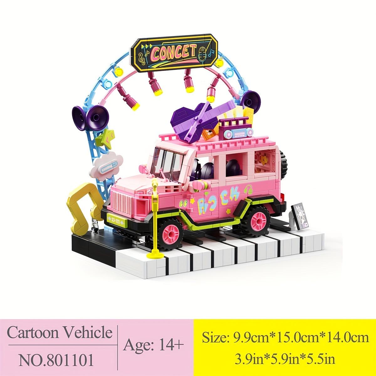 

4 Styles Cute Cartoon Vehicles Mini Blocks Creative Openable Car Model Puzzle Assembly Building Bricks DIY Toys For Kids