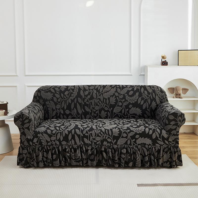 1/2/3/4 Seater Jacquard Skirt Sofa Cover, Simple Luxury Willow Charm Couch Protector For Living Room Home Decor Pad