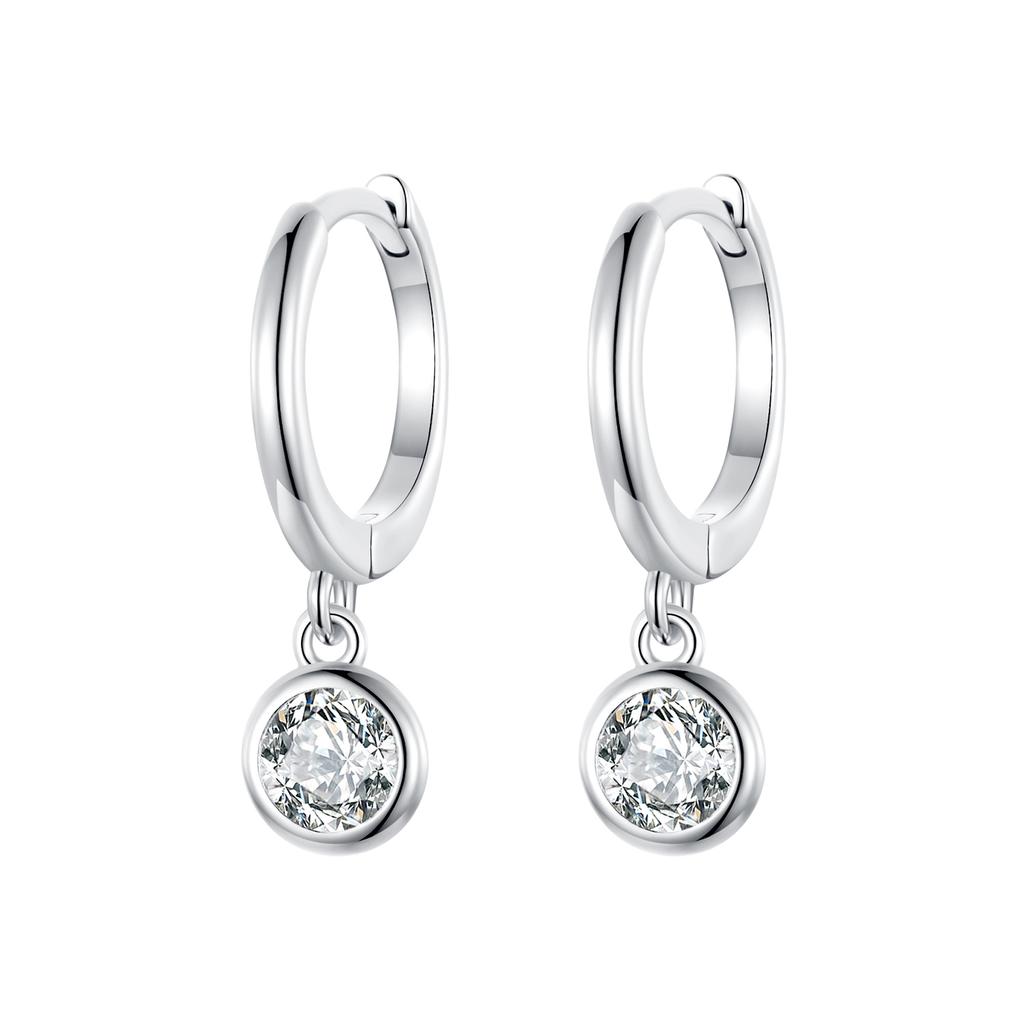 WOSTU Authentic 925 Sterling Silver Dazzling Zirconia Hoop Earrings For Women Wedding Simple Earrings Luxury Jewelry CQE830