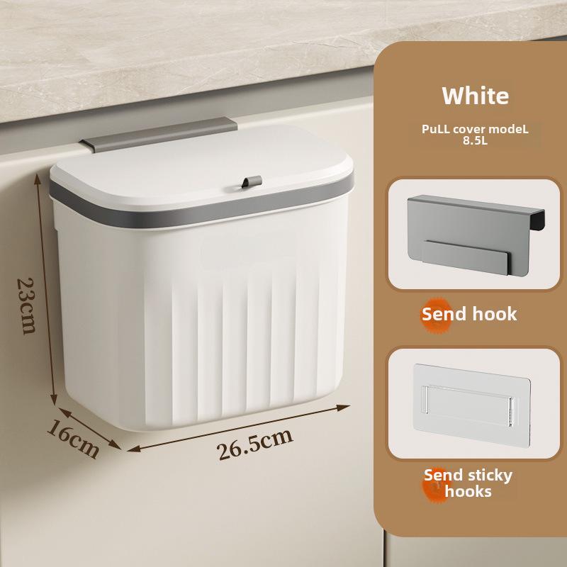 Coș de gunoi cu capac rabatabil montat pe perete pentru bucătărie, baie sau toaletă