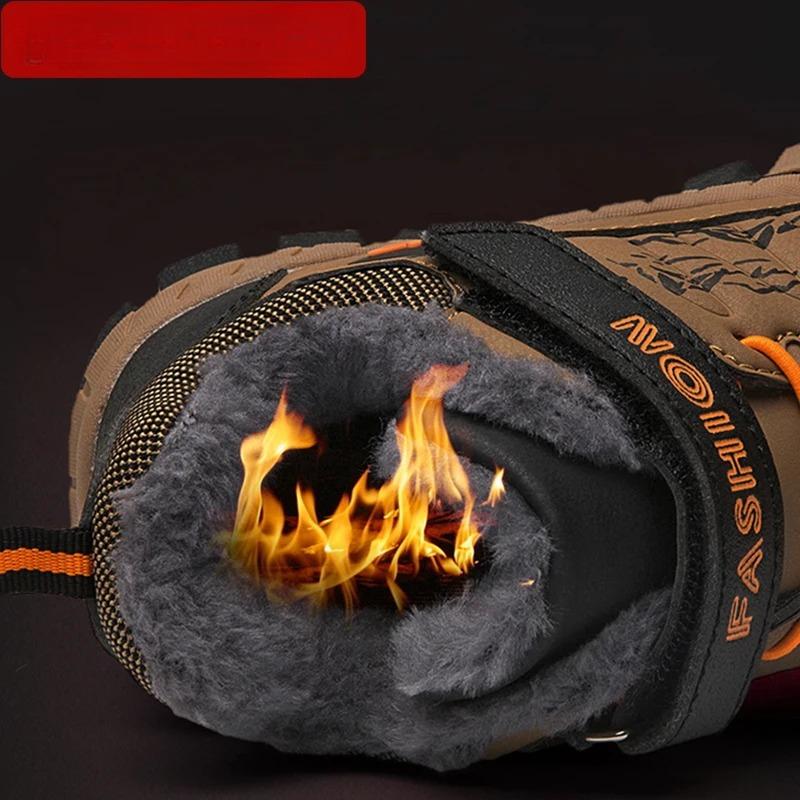 Boys' Winter Snow Boots Warm Fleece-Lined Anti-Slip Kids Boots Comfortable Warm School Children's Walking Cotton Shoes