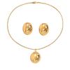 Wind Lady Long Pendant Necklace Geometric Ring Metal Design Stud Earrings Niche Jewelry Set Women