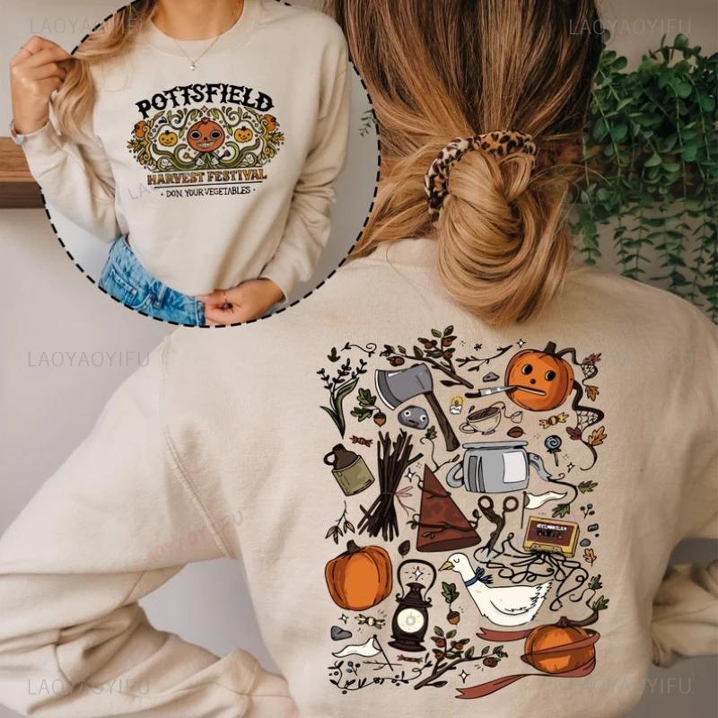 

Свитшот Pottsfield Harvest Festival Over The Garden Wall Fun Pullovers Pottsfield Halloween Man Womens с круглым вырезом Осенняя толстовка с капюшоном S