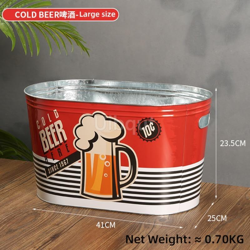 Internet Celebrity Retro Beer Beverage Ice Bucket High Aesthetic Home Handheld Tin Ice Bucket Camping Bar KTV Tonneau En Bois
