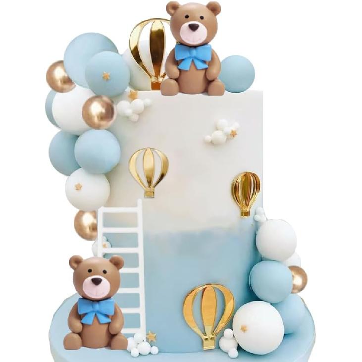Bear Cake Topper Blue Bear Cake Topper Hotair Balloon Birthday Cake Topper for Baby Shower First Birthday