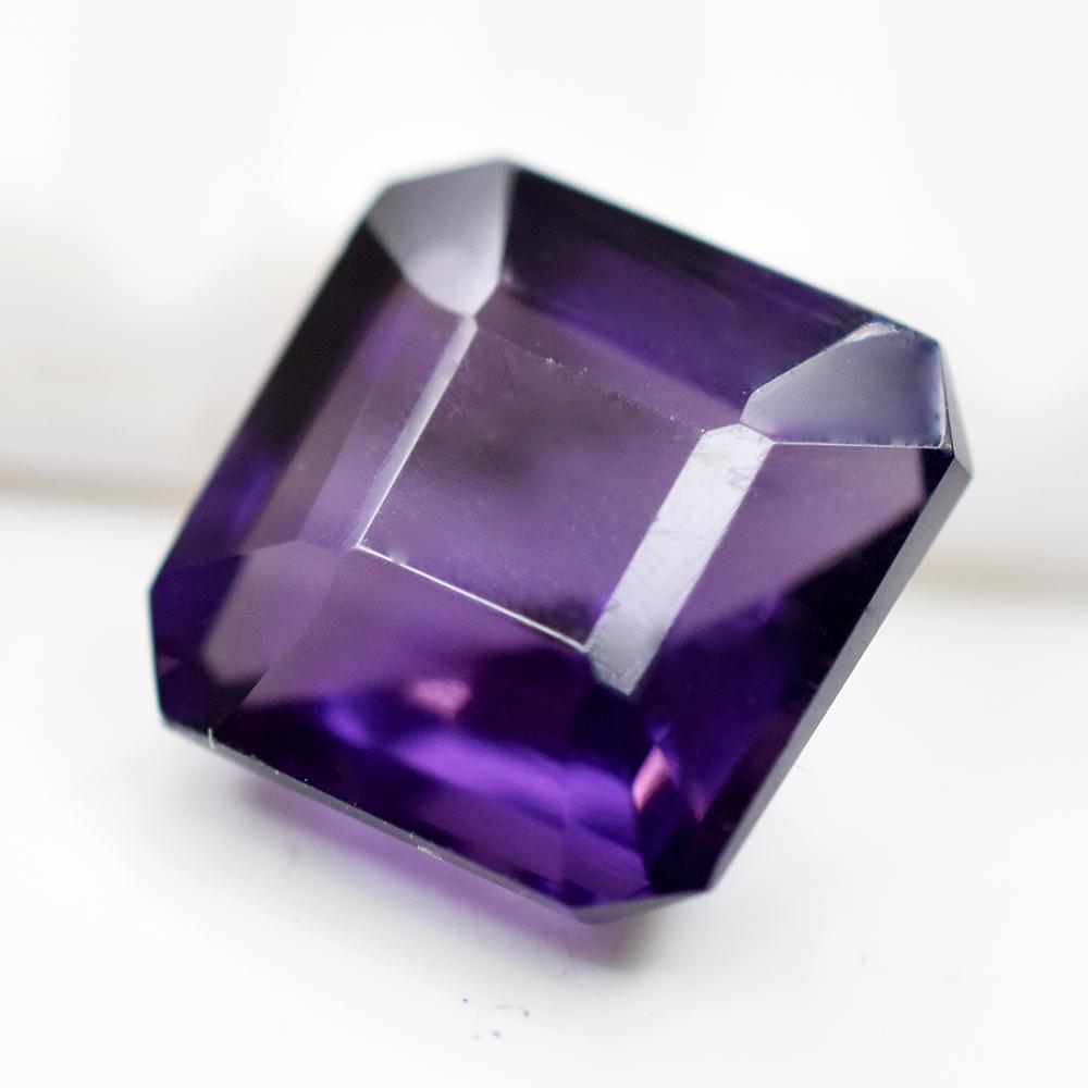 Natural Purple Amethyst Loose Gemstone Square Cut 7.25 ct Brazilian for Jewelry Making and Crafts