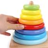 10 Rings Wooden Puzzle Stack Tower Classic Mathematical Toy Educational Toys  Color Cognition