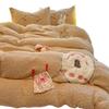 Cartoon Chenille Embroidered Lambswool Fleece Bedding Set - Duvet Cover & Bed Sheet