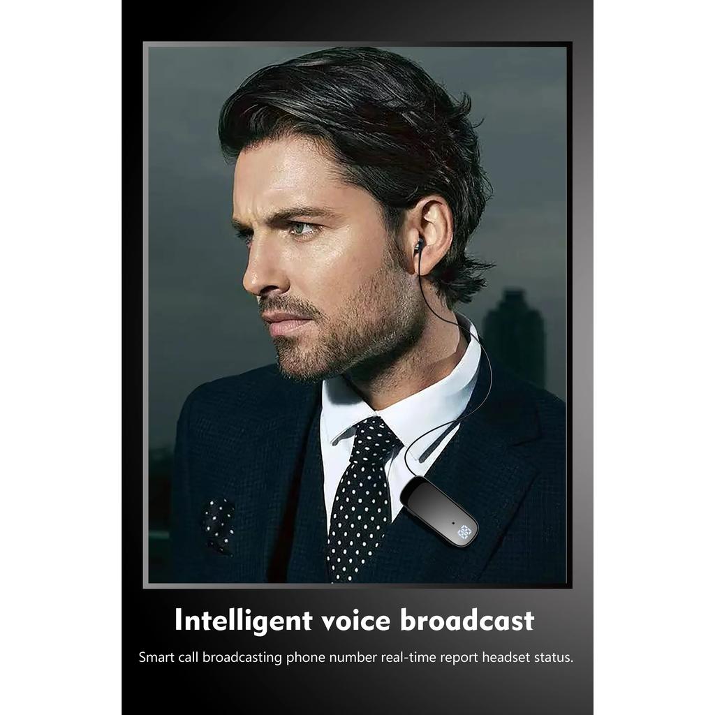 Lavalier Business Bluetooth 5.2 Headphone Call/Music 20H Noice Cancelling Wireless Earphone Vibrate Remind Headset Sport Earbuds