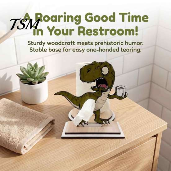 Novelty Bathroom Decor Roll Paper Holder, Creative Animal Shape Dispenser, Vertical Stable Tissue Sustainable Wood Stand Rack, Solid for Kitchen