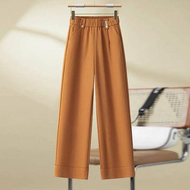 High-Waisted Woolen Wide-Leg Pants: Slimming, Straight-Leg, Petite, and Casual for Early Autumn