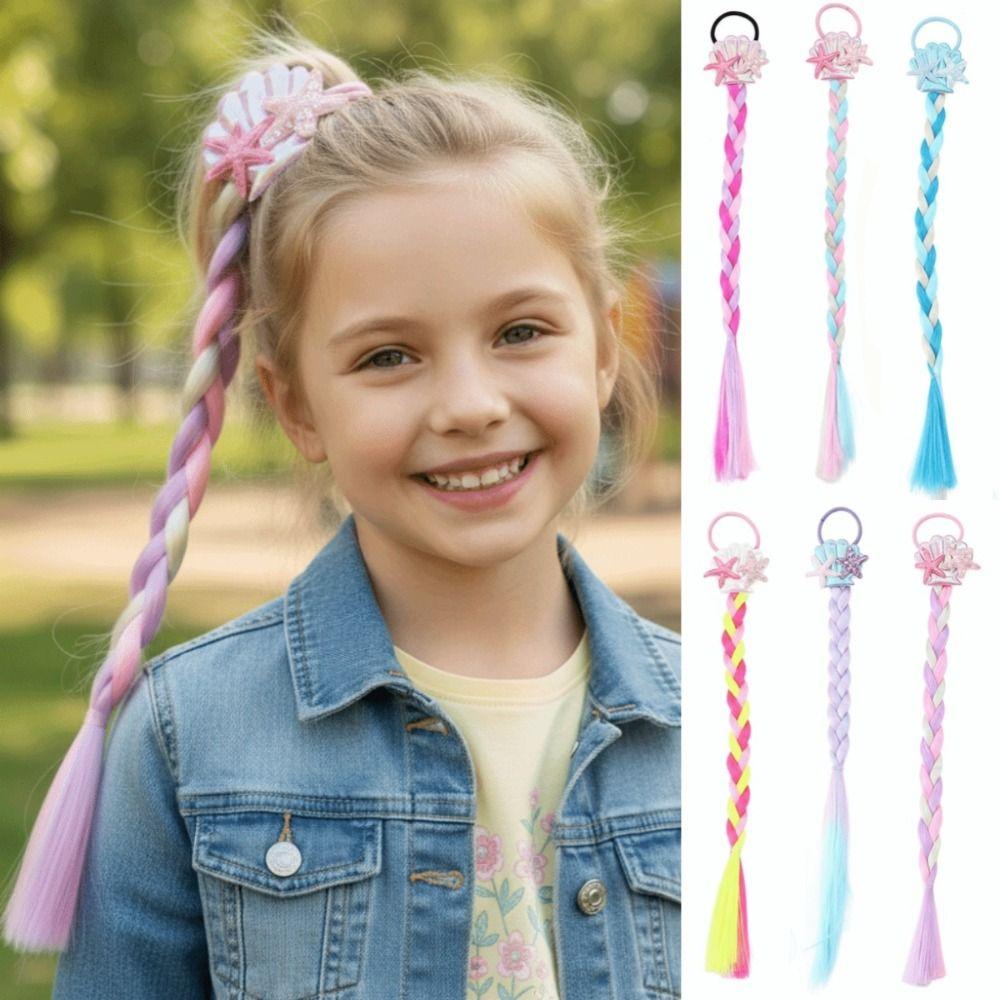 Colorful Girls Twist Braids Hair Synthetic Baby Wig Hairbands Ponytail  Party