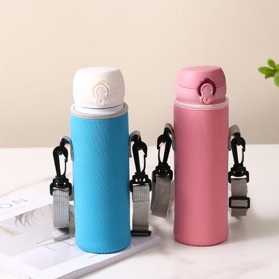 Bolsa para botella de agua con correa, de neopreno, para el hombro, color negro