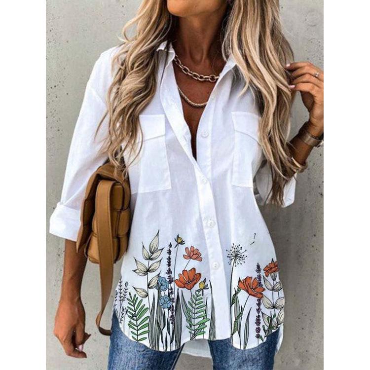 2026 Women's Spring/Summer New Fashion Print Long Sleeve Shirts Women's Shirt Top