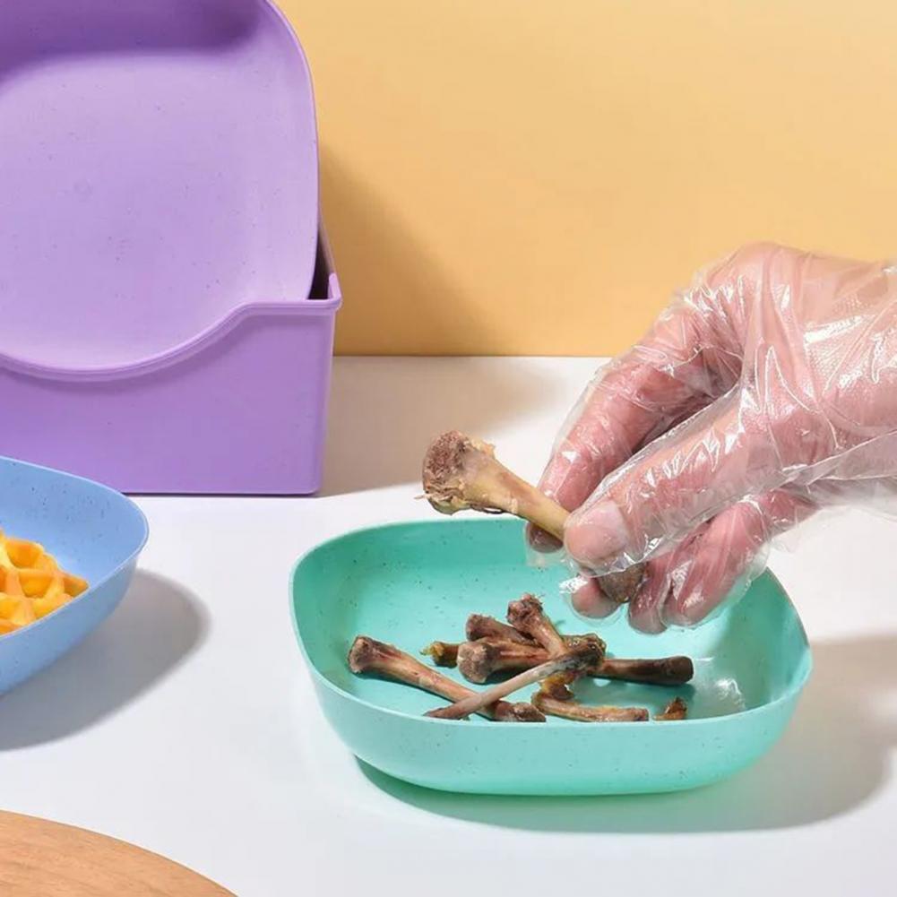 10Pcs Bone Spitting Plate with Stand Plastic Snack Tray for Candy Fruit Cookie Cake Kitchen Accessories