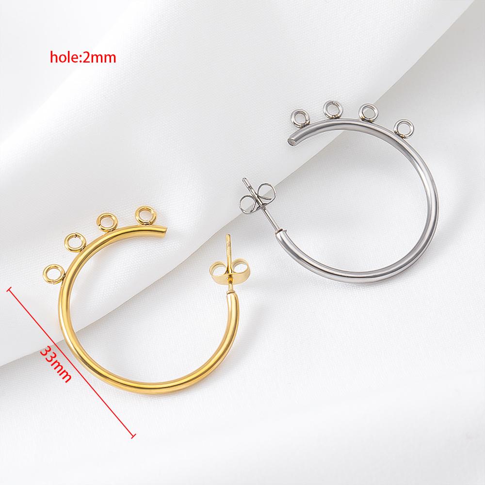 5pairs Stainless Steel Earrings Accessories Base Earring Hook With Four Holes Women French Earring Settings DIY Jewelry Findings