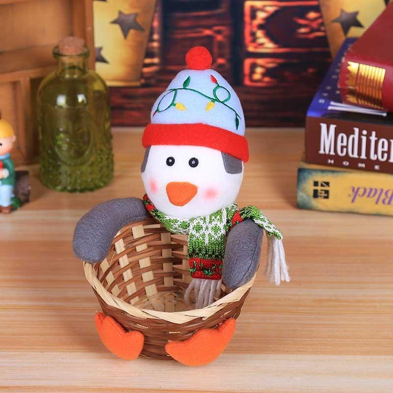 Christmas Home Table Decoration Elk Snowman Santa Claus Candy Basket Food Rack Kids Gift Navidad 2025 New Year Home Party Decors