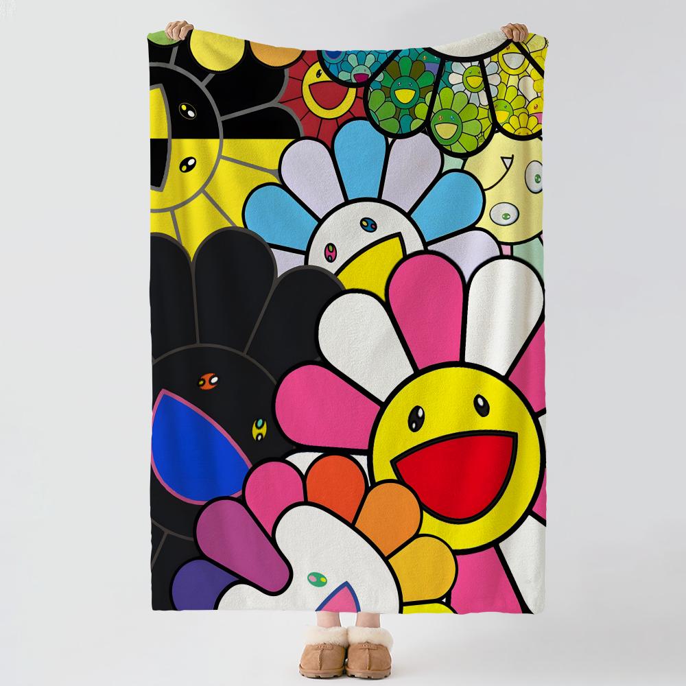 Couverture Jetée Douce Chaude en Flanelle Artiste TTakashi MMurakami Jetée Polyvalente pour Lit Canapé Bureau Climatisation Couverture de Sieste