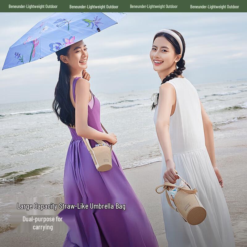 Beneunder UV Protection Five-Fold Pocket Floral Sun/Rain Umbrella