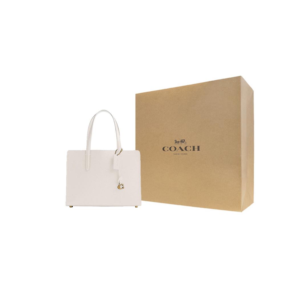 New COACH Carter Pebbled Leather Tote Bag, Shopping Bag, Handbag Large Women's White CJ806-B4HA