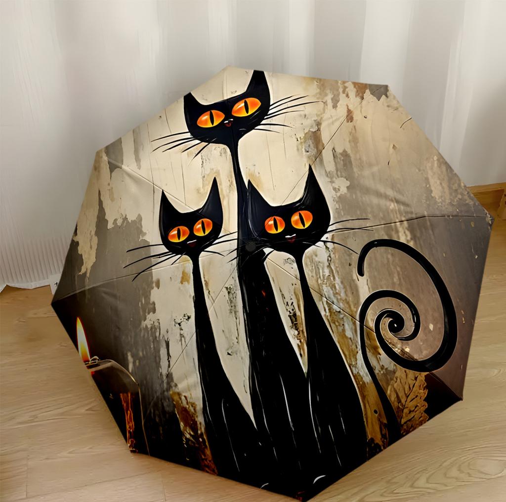 Cats Under Umbrella Rain Portable Automatic Umbrella Compact & Durable 8-Rib Design Compact Design Durable Everyday Carry Umbrella Fashionable