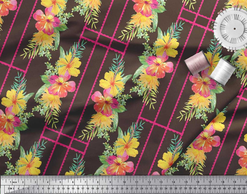 Soimoi Material Crep Poli Maro Imprimeu Geometric și Floral Material Imprimat La Metru 42 Inch