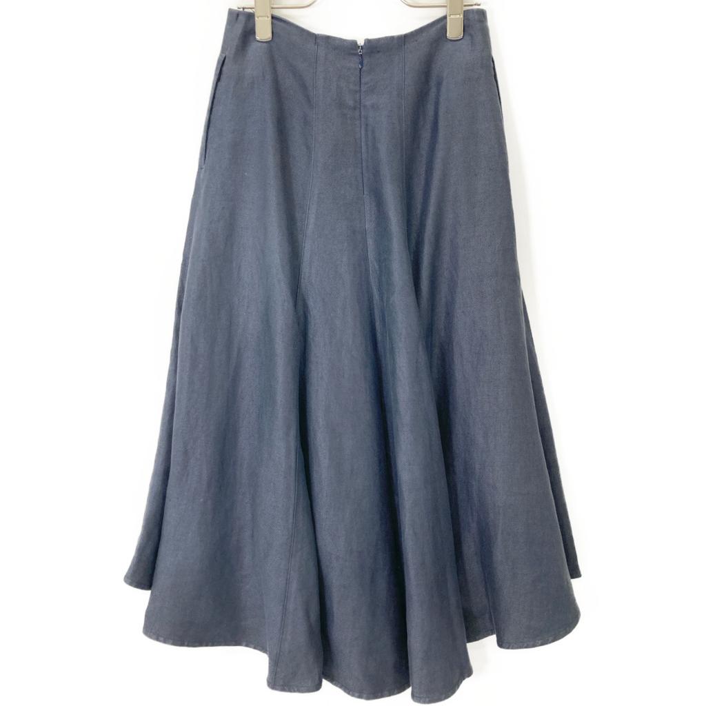 MADISON BLUE MB201-6025 Blue linen panel flare skirt skirt XS blueUsed