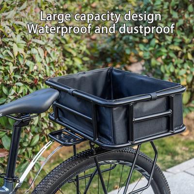 Cesta trasera para bicicleta con forro de red de carga, resistente, de gran capacidad, universal, para bicicleta de montaña, de metal, accesorios para bicicleta