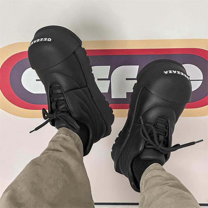 Fashion Trendy Men's Shoes Thick Bottom Height Increasing Style Fashion Street Walking Black and White Casual Shoes Handsome Young
