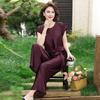 Stylish Summer 2026 New Chinese Wide-Leg Short-Sleeved Lace-Up Two-Piece Set for Women