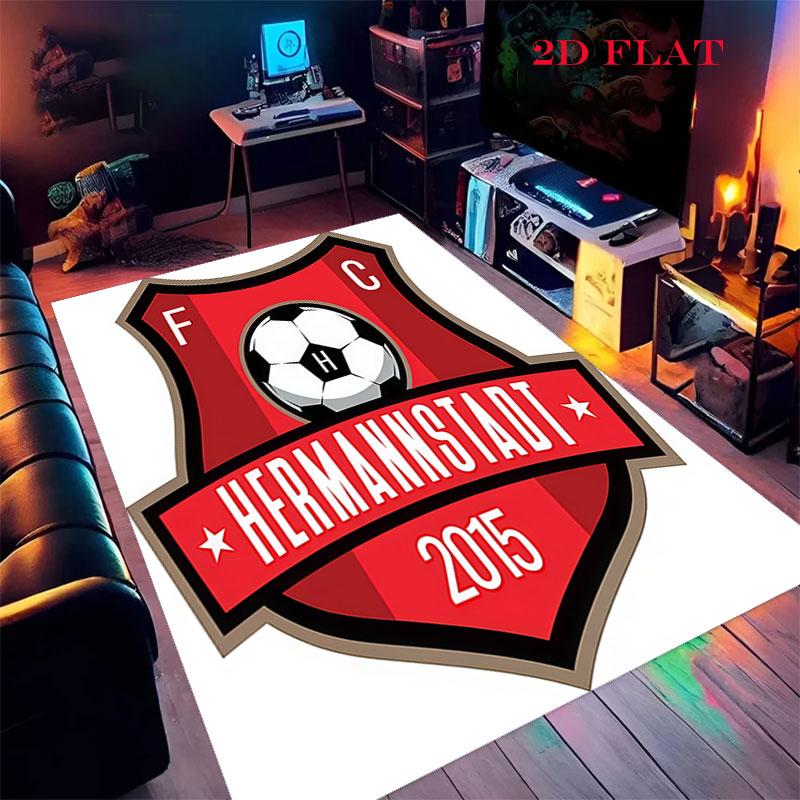FC Hermannstadt Teppich für Wohnzimmer Schlafzimmer Zuhause Sofadekoration, Rutschfeste Bodenmatte für Kinder zum Spielen