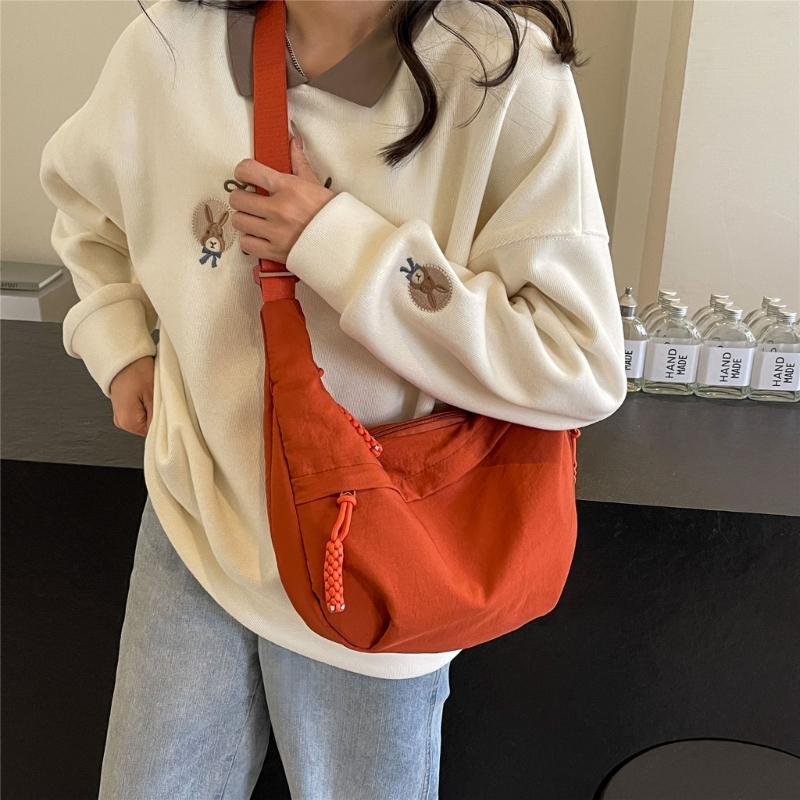 2024 NEW Dumpling Bags Nylon Bag for Girl Student Solid Color Fashion Shoulder Bags Crossbody Bag