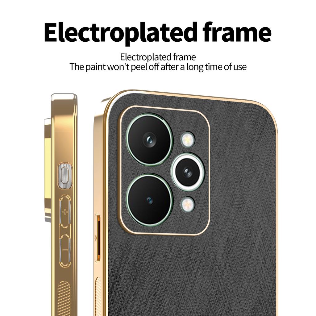 For Realme 15 Pro 5G Case Electroplating Silk Texture PU+TPU Phone Back Cover