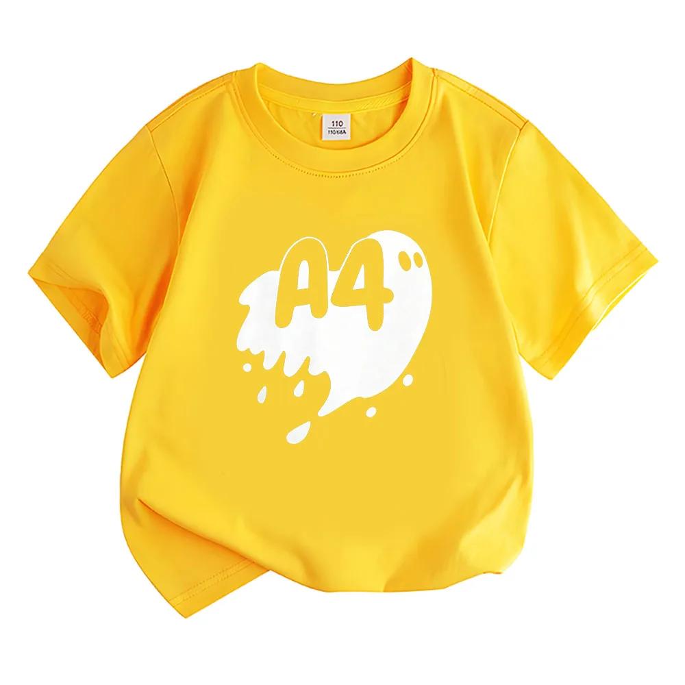 Tropfender Geist A4 Brief Grafikdruck Kinder Kurzarm T-Shirt Rundhalsausschnitt Lässiger Streetstyle Kinder Alltag